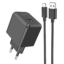 Адаптер Сетевой с кабелем Hoco CS111A USB 4,5A/22,5W (USB/Type-C) (black)